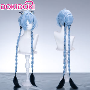 DokiDoki Game Zenless Zone Zero Cosplay Lucia Wig Long Straight Blue Hair Buns Braid zzz