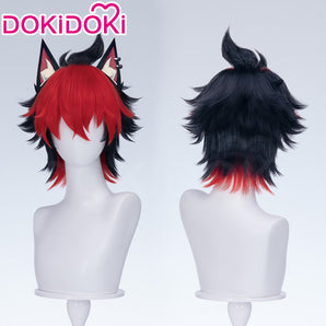 DokiDoki Game Zenless Zone Zero Cosplay Komano Manato Wig Short Curly Black Red Hair ZZZ