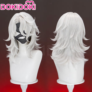 DokiDoki Game Genshin Impact Cosplay Rerir Wig Long Curly White Hair Racher of Solnari
