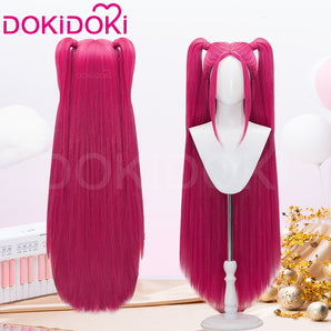 DokiDoki Movie Anime KPOP Demon Hunters Cosplay Mira Wig Long Pink Straight Hair Two Ponytails HUNTR/X