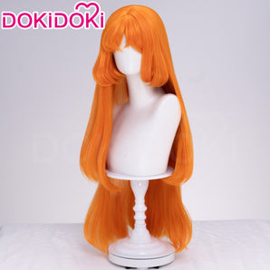 DokiDoki Game Cosplay Women Wig Long Straight Orange Hair