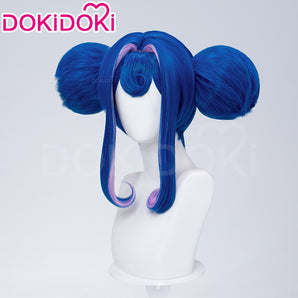 DokiDoki Anime Cosplay Wig Blue Pink Highlight Hair Double Buns