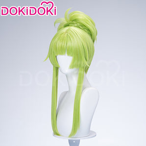 DokiDoki Anime Cosplay Women Wig Long Green Hair Buns
