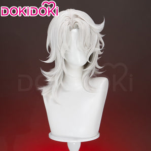 DokiDoki Game Genshin Impact Cosplay Rerir Wig Long Curly White Hair Racher of Solnari