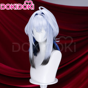 DokiDoki Game Wuthering Waves Cosplay Galbrena Wig Long Curly Silver Blue Black Gradient Hair