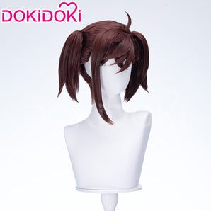 DokiDoki Anime DDD Cosplay Wig Women Brown Short Twintails Maid  Hair