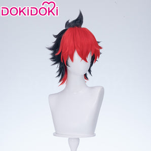 DokiDoki Game Zenless Zone Zero Cosplay Komano Manato Wig Short Curly Black Red Hair ZZZ