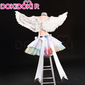 【Size S-2XL】DokiDoki-R Anime Cosplay Costume White Angel Dress Blue Heart