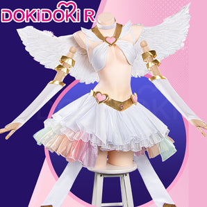 【Size S-2XL】DokiDoki-R Anime Cosplay Costume White Angel Dress Pink Heart
