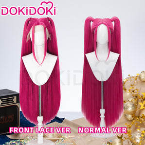 DokiDoki Movie Anime KPOP Demon Hunters Cosplay Mira Wig Long Pink Straight Hair Two Ponytails HUNTR/X