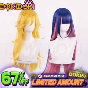 【Special Offer: 67% Off】【Ready For Ship】DokiDoki Anime Cosplay Women Wig Long Straight Blue Pink Yellow Hair